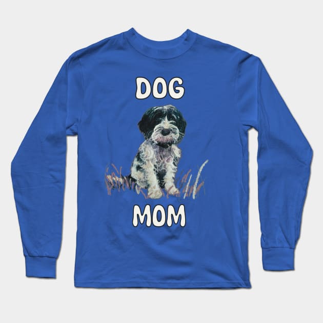 Adorable puppy dog with dog mom phrase Long Sleeve T-Shirt by Peaceful Pigments